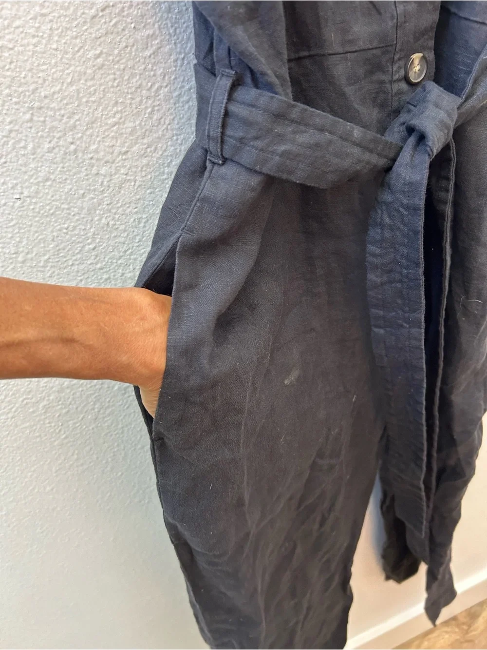 EVERLANE black linen overalls